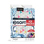 Cool Coolers by Fit & Fresh 2 Pack Soft Ice, Flexible Stretch Nylon Reusable Ice Packs for Lunch Boxes & Coolers, Multicolor