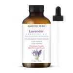 MAJESTIC PURE Lavender Essential Oil with Glass Dropper | 100% Pure and Natural Lavender Oil | Premium Grade Essential Oils for Diffusers, Skin, Aromatherapy, Massage | 4 Fl Oz