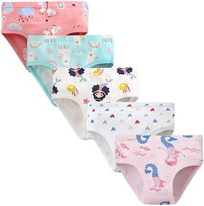 LEMONBABY Little Kids boys Girls Unicorn Assorted Boxer Soft Cotton Panties Boyshorts Briefs (Pack of 5), Mermaid2, 5-6 Years