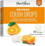 Herbion Naturals Cough Drops with Orange Flavor -18 Ct -Relieves Cough, Soothes Sore Throat & Dry Mouth, for Adults, Children 6 and Above