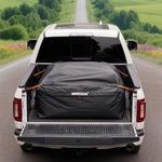 Marksign Truck Bed Cargo Bag 34 CuFt, Waterproof Heavy Duty PVC Storage Bag | 57x48x22in, 4 Built-in Ratchet Straps, Welded Seams, 3-Sided Zipper, Fits Full-Size Pickup Beds - Camping, Road Trips, Moving