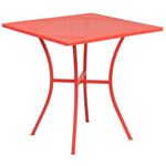 Flash Furniture Oia Commercial Grade Outdoor Steel Patio Table, Alloy, Coral, 28" Square