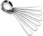 Saubhagya 6 Pieces Stainless Steel Soup Spoon Set for Home & Kitchen,18cm Long, Perfect for Soup and Stew- Set of 6.