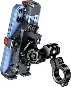 YELLOWFIN Aluminium Alloy Motorcycle Phone Mount with 360° Rotation | Vibration Dampener | Secure Anti-Theft Lock | One-Push Auto Lock for Bike Scooter Handlebar Cell Phone Holder (M23-C1)