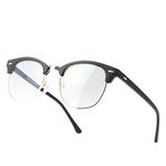 Kimorn Blue Light Blocking Glasses Semi Rimless Eyewear For Women Men Anti Eyestrain Blue Ray Filter Lens KS052CA (Matte Black Gold Frame/Anti-blue Light Lens)