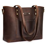 S-ZONE Women Genuine Leather Tote bags with Purse Organizer Shoulder Purses Vintage Handbags Top Handle Work