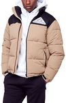 Alpine North Men’s Vegan Down Insulated Recycled Jacket - Water Repellent, Windproof, Warm Winter Coat with Stowable Hood (Camel, Large)