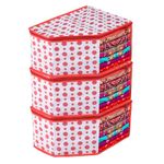 Kuber Industries Blouse Cover | Clothes Storage Bag | Zipper Wardrobe Organizers | Non-Woven Clothes Organiser | Side Transparent Blouse Organizer | Dot-Design | Pack of 3 | Red