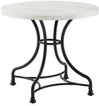 Crosley Furniture Round Dining Table, Metal, Steel with Faux Marble Top, 32"