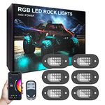 YILAIE Rock Lights for Trucks, 90 LEDs High Brightness Neon Underglow Kit Waterproof Rock Lights with RF/APP Control Multi-Color Music Mode Led Llights for Car ATV SUV Off Road, DC 12V, 6 Pods