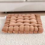 Noa Store Biscuit Cushion - Biscuit-Shaped Floor Cushions - Yoga Biscuit Pillow for Sitting on Floor - Foam Floor Lounger - Tufted Comfy Chair Pad - Foor Pillow - Brown