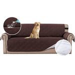 BellaHills 100% Waterproof Sofa Cover Protector Couch Covers for Dogs/Pets | Sofa Slipcover for 3 Cushion Couch with Non Slip Backing and Adjustable Strap (Sofa 68", Brown)