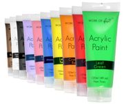 10 Acrylic Paint Tubes For Poster Art Painting 120 ml Pastel and Bright Colours Fabric Window Paints - Water Based