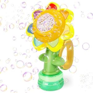 Jovicos Bubble Machine for Kids, Rechargeable Dancing Sunflower Bubble Maker, Light Up Automatic Bubble Blower Toys for Baby Childrens Girls Gift, Bubble Gun Party Favors