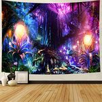 EUMVP Blacklight Fantasy Magic Forest Tapestry UV Reactive Trippy Tapestry Wall Hanging Psychedelic Black light Tree of Life Tapestries for Bedroom Aesthetics Party Decor 200x150cm YGTLSVP024