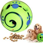 Wobble Giggle Dog Ball for Chewers, Interactive Dog Toys Treat Ball, Squeaky Dog Toys Ball Wag Giggle Noise Ball Herding Balls Train Safe Dog Gifts for Small Medium Large Dogs (5.5", Treat)