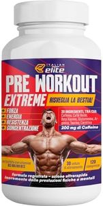 Italian Elite® Pre Workout Extreme, stimola Forza, Energia, Resistenza, Pump Muscolare e Focus Mentale per l'allenamento. 120 cpr con Beta Alanina Arginina Caffeina Glutammina Carnitina Vitamine