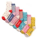 COTTON DAY 7 Days of the Week Gift Box Kids Girls Short Socks Cute Floral Design 8-10 years Size L (10)