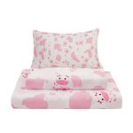 Viviland Cow Print Pink Twin Single Sheets for Girls, Kids Microfiber Bedsheet Set, Girls Cute Animal Non-Slip Twin Single Fitted Sheet