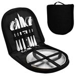 PROBEROS 10Pcs Cutlery Set For 2 Person With Portable Bag, Portable Outdoor Cutlery Set for Picnic, Multi-Tool Camping Folding Pocket Knife, Fork Spoon Set for Travel Hiking