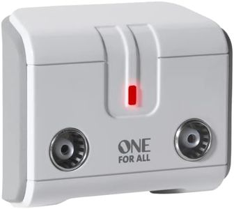 One For All Signal Booster/Splitter for TV - 2 Outputs (14x Amplified) - Plug and Play - for Interference Free Reception - Full HD Compatible - White - SV9602