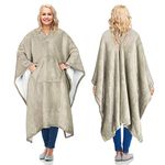 Catalonia Sherpa Wearable Blanket Poncho for Adult Women Men,Wrap Blanket Cape with Pocket,Warm,Soft,Cozy,Snuggly,Comfort Gift,No Sleeves,Camel