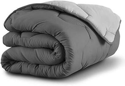 IDMarket - Couette 220x240 CM Abby Bicolore Gris Clair et Gris 300 GR