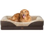 EHEYCIGA XL Dog Bed Memory Foam, Extra Large Orthopedic Dog Beds Sofa with Sides and Waterproof Liner, Pet Couch with Washable Removable Cover and Non-Slip Bottom, 106x76x19cm, Brown