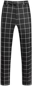 Mens Classic Suit Pants Straight Fit Modern Formal Dress Pants Separate Trousers US Size 34W x 32L Plaid Black