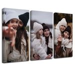 LZIMU Custom Picture Canvas Prints with Your Photos 3 Piece Wall Art Personalised Family Portrait Poster Home Decor Customised Gifts (Framed, 8"x16"x3)