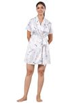 RANGE FOREVER Women Half Sleeve White floral Printed Robe (IN, Alpha, M, Regular, White)