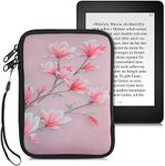 kwmobile Neoprene e-Reader Pouch Size 6" eReader - Universal eBook Sleeve Case with Zipper, Wrist Strap - Pink/White/Dusty Pink