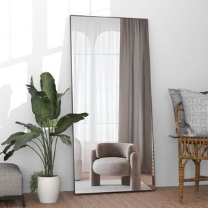 NEUWEABY Full Length Mirror 165 x 60cm Floor Mirror Large Black Mirror Body Rectangle Mirror for Bedroom Living Room Standing Hanging or Leaning Against Wall Aluminum Alloy Frame