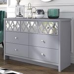 Galano Iris 3 Plus 4 Drawer Chest - Modern Multi Chest with Mirrored Drawers - Organizers and Storage Cabinet for Bedroom – Console for Entryway - Hallway or Living Room - Grey