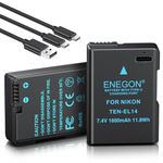 ENEGON EN-EL14/EL14a USB C Direct Charging Replacement Batteries 1600mAh (2-Pack) with 2 in 1 Charging Cable for Nikon D5600, D5100, D5200, D5300, D5500, D3200, D3400, D3500, Coolpix P7100, P7200