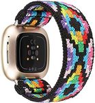 TOYOUTHS Compatible with Fitbit Sense/Sense 2/Versa 3/Versa 4 Bands Women Men Dressy Elastic Nylon Fabric Strap Stretchy Sport Wristband Accessories Replacement for Fitbit Versa 4, Boho Colorful/Large