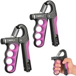Hautrely 2PCS Hand Gripper Strengthener, 11-220LB Adjustable Resistance Grip Strength Trainer with Counter, Forearm Exerciser for Injury Recovery and Muscle Building (Pink)