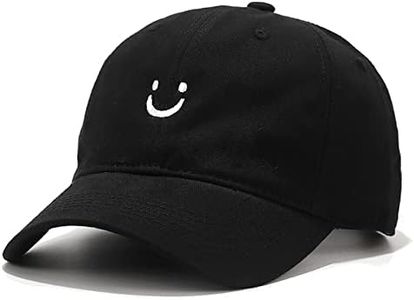 XYIYI Smiley Face Black Original Classic Cotton Baseball Cap Adjustable Dad Hat Unconstructed Plain Cap