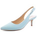 Greatonu Womens Kitten Heel Slingback Dress Pumps Light Blue Size 8.5