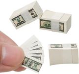 Bbiamsleep 300Pcs Miniature Dollars Dollhouse Fake Money Prop Double Sided Printed 100 Dollar Bills