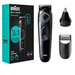 Braun All-In-One Style Kit Series 3 3430, 3-in-1 Trimmer for Men with Beard Trimmer, Ear & Nose Trimmer, Hair Clippers, Ultra-Sharp Blade, 20 Length Settings, Washable