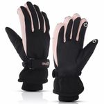 Anjetan Waterproof Thermal Gloves For Women Anti-slip Windproof Touchscreen Gloves Winter Warm Gloves For Skiing Running Cycling Hiking