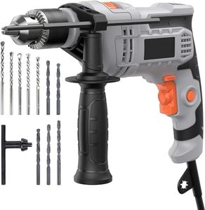 7-Amp (850W) Hammer Drill, 1/2-Inch Corded Electric Hammer Drill with 3000RPM, Variable Speed, 10 Drill Bits for Home Improvement, Masonry, Wood, DIY, Steel