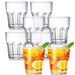 Tebery 8 Pack 250ml Acrylic Plastic Tumblers, Reusable Cups Stackable Plastic Acrylic Drinking Tumblers for Adults Kids Party, BPA Free