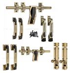 Soul Craft Galaxy Zinc Alloy Heavy Double Door Fitting Accessories Full Set/Kit (1 Aldrop, 1 Latch, 4 Handles, 2 Tower Bolt and 2 Door Stopper) (12 Inch,Antique Brass)