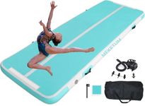 Air Tumble Track Gymnastic Mat 3m/4m/5m/6m 4 Inch Thickness Inflatable Gym Tumbling Floor Mats with Air Pump for Home Use/Cheerleading/Yoga/Dance/Water Fun (Green, 3m20)