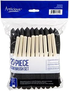Artlicious Foam Brush Set - Pack of 20 Disposable, 2-inch Sponge Paint Brushes for Acrylic Painting, Staining, Varnishes & DIY Craft Projects - Art Supplies