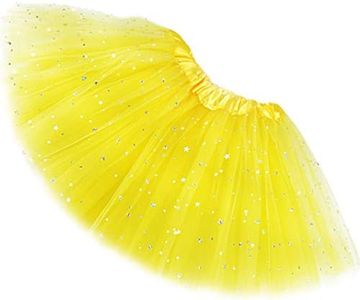 Rysly Girls Sparkle Tutus Princess Ballet Dance Layered Tulle Tutu Skirts,2-8T Yellow