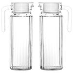 Get Goods 2 x 1.1L Glass Pitcher Fridge Door Jug with Lid, 1.1 Litre