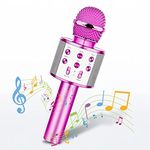 3-12 Year Old Girl Boy Gifts, Exssary Wireless Bluetooth Microphone Toys for Age 3-12 Karaoke Mic Party Favor Microphone for Singing Birthday Gifts for 3-12 Year Old Kids Microphone Purple